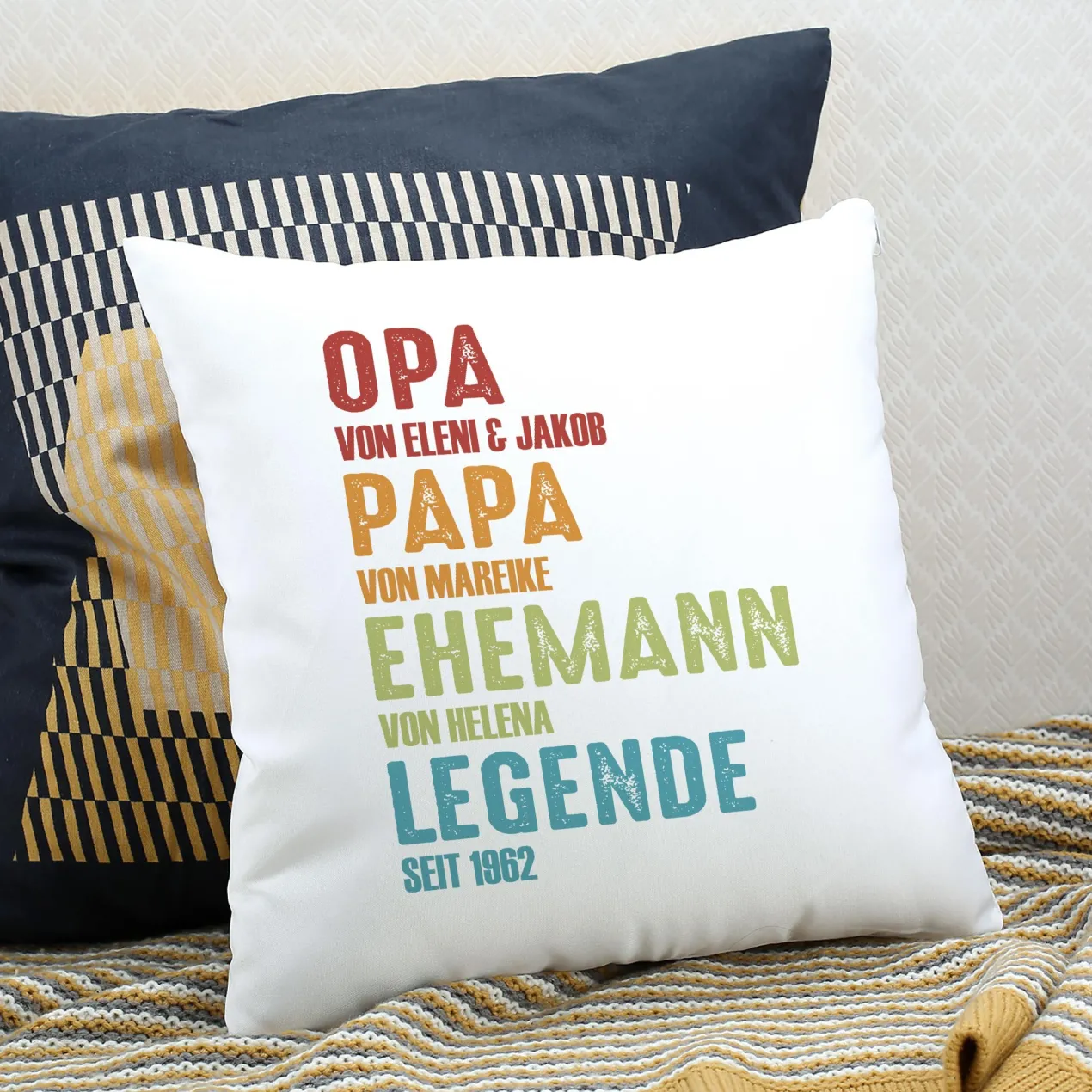 Personalisiertes Kissen 'Opa Papa Ehemann Legende' mit Wunschtext | Geschenk für Vatertag & Geburtstag