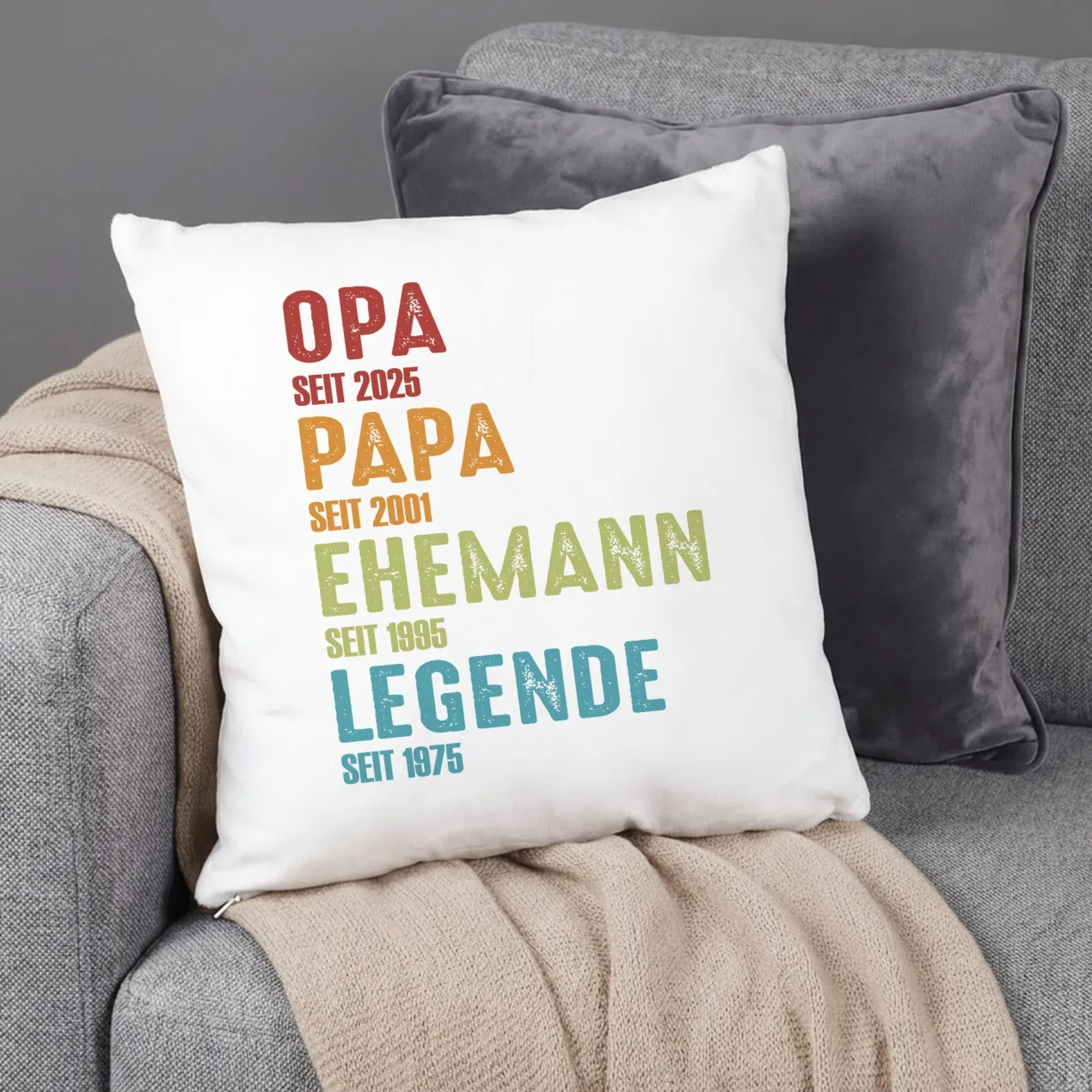 Personalisiertes Kissen 'Opa Papa Ehemann Legende' mit Wunschtext | Geschenk für Vatertag & Geburtstag