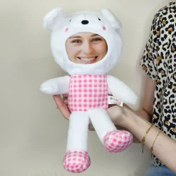 Personalisiertes Kuscheltier mit Foto Gesicht | Stofftier Hase als lustiges Geschenk | Rosa oder Blau
