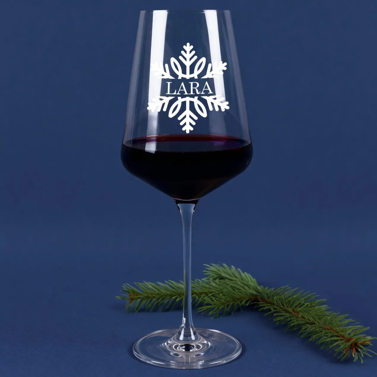 Personalisiertes Leonardo Weinglas mit Schneeflocken-Motiv & Name | Geschenk zu Weihnachten