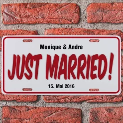 Personalisiertes Nummernschild zur Hochzeit