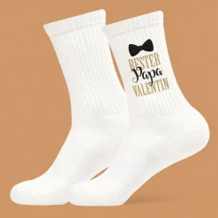 Personalisierte Socken in weiß 'Bester Papa' mit Name | Geschenk zum Vatertag für Männer & Papas