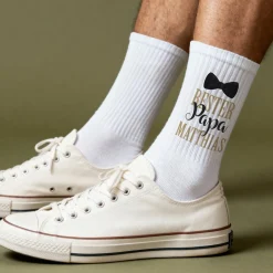 Personalisierte Socken in weiß 'Bester Papa' mit Name | Geschenk zum Vatertag für Männer & Papas