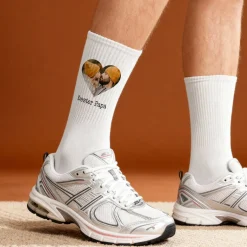 Personalisierte Socken mit Foto im Herz & Wunschtext in weiß | Geschenk für Paare & Familie