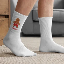Personalisierte Socken mit Lebkuchenfrau & Lebkuchenmann | Lustiges Weihnachtsgeschenk mit Name