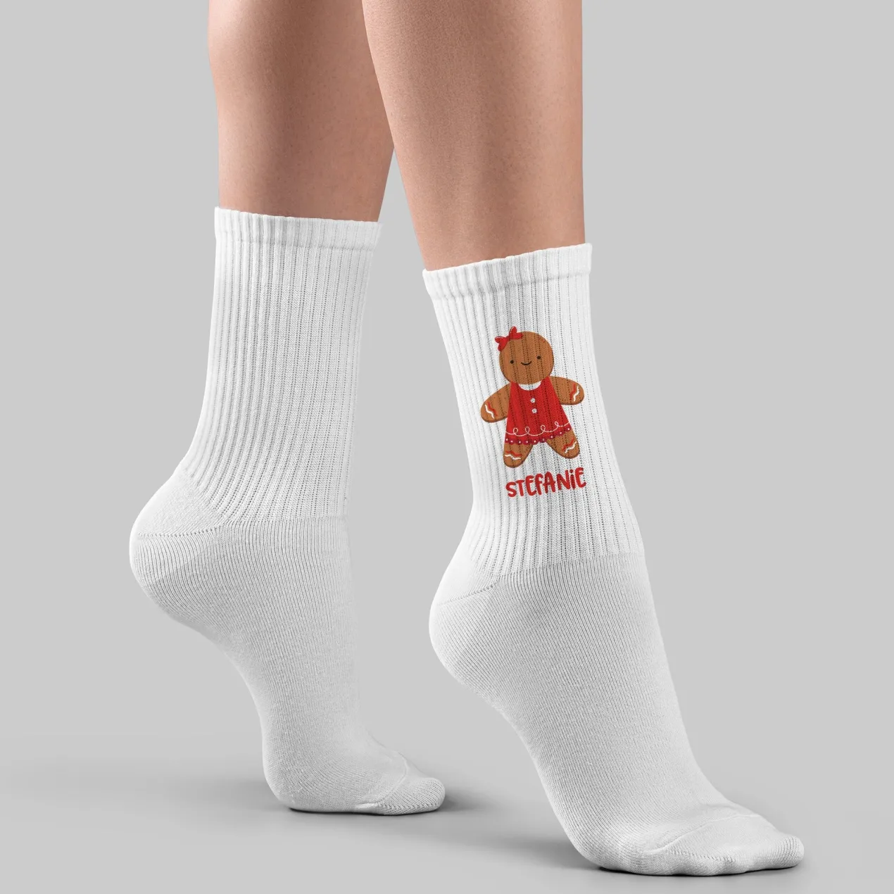 Personalisierte Socken mit Lebkuchenfrau & Lebkuchenmann | Lustiges Weihnachtsgeschenk mit Name