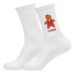 Personalisierte Socken mit Lebkuchenfrau & Lebkuchenmann | Lustiges Weihnachtsgeschenk mit Name