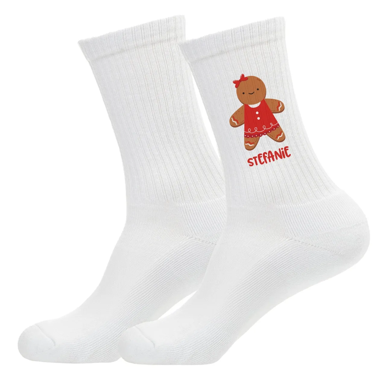 Personalisierte Socken mit Lebkuchenfrau & Lebkuchenmann | Lustiges Weihnachtsgeschenk mit Name