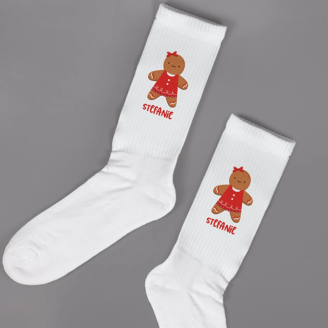 Personalisierte Socken mit Lebkuchenfrau & Lebkuchenmann | Lustiges Weihnachtsgeschenk mit Name