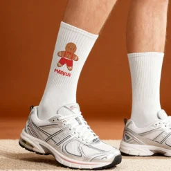 Personalisierte Socken mit Lebkuchenfrau & Lebkuchenmann | Lustiges Weihnachtsgeschenk mit Name