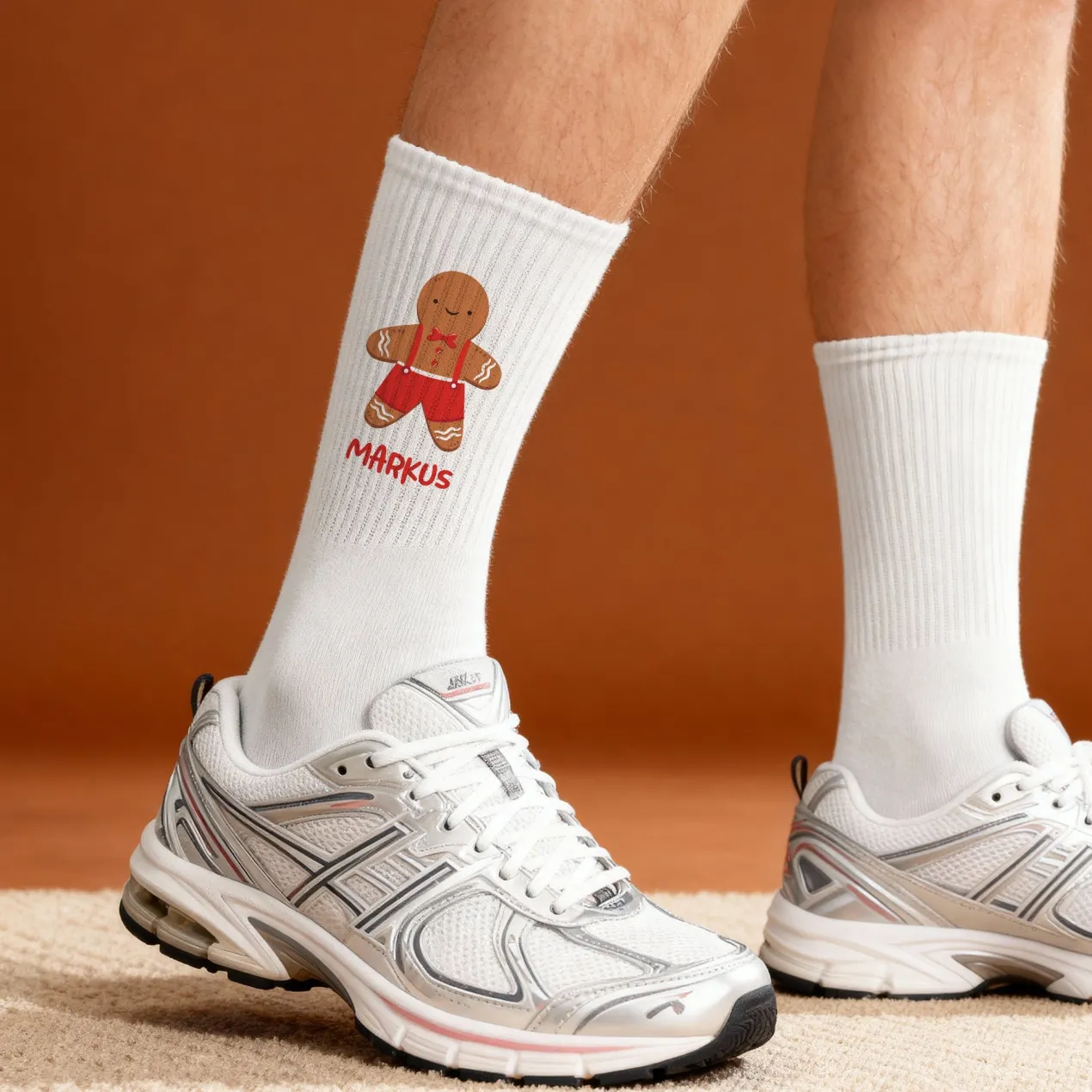 Personalisierte Socken mit Lebkuchenfrau & Lebkuchenmann | Lustiges Weihnachtsgeschenk mit Name