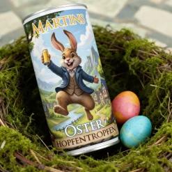 Personalisiertes Osterbier mit Name – Oster Hopfentropfen | 1L Bierdose mit lustigem Osterhasen