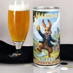 Personalisiertes Osterbier mit Name – Oster Hopfentropfen | 1L Bierdose mit lustigem Osterhasen