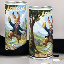Personalisiertes Osterbier mit Name – Oster Hopfentropfen | 1L Bierdose mit lustigem Osterhasen