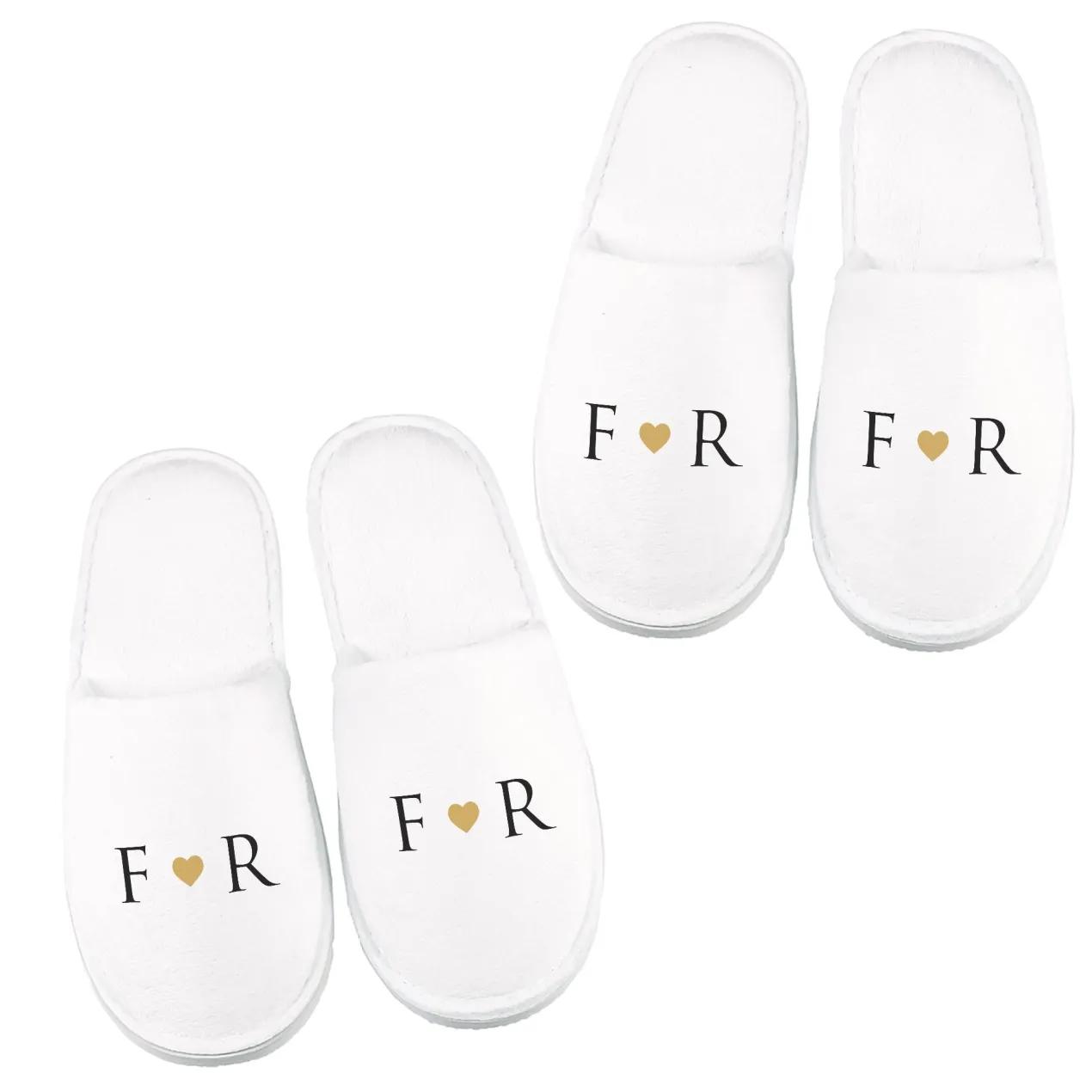 Personalisiertes Pantoffel Set zur Hochzeit | Slipper mit Initialen als Hochzeitsgeschenk