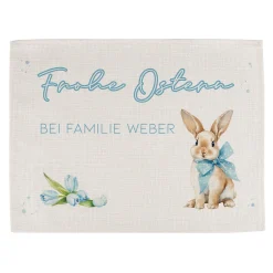 Personalisiertes Platzdeckchen zu Ostern aus Jute | Tischset mit Hasenmotiv, Wunschtext & Name