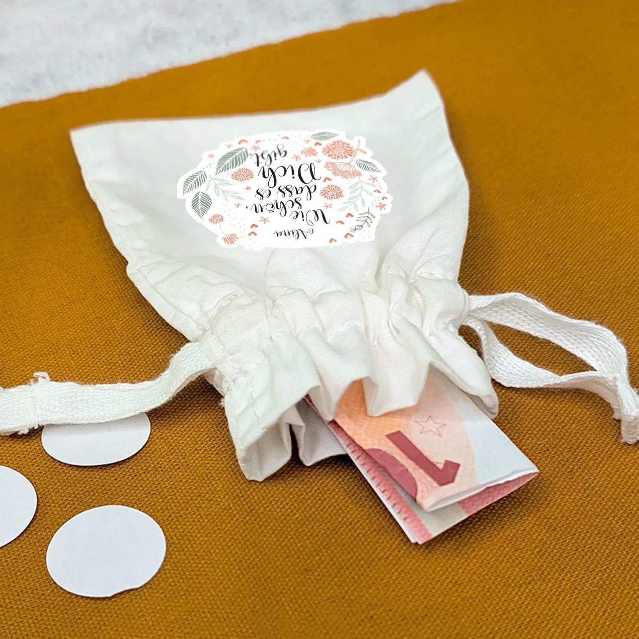 Personalisiertes Säckchen aus Baumwolle für kleine Geschenke | Wie schön, dass es dich gibt