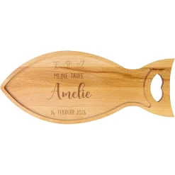 Personalisiertes Servierbrett in Fischform 'Ichthys' aus Holz zur Taufe, Kommunion & Konfirmation