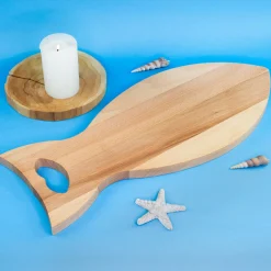 Personalisiertes Servierbrett in Fischform 'Ichthys' aus Holz zur Taufe, Kommunion & Konfirmation
