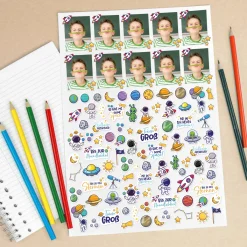 Personalisiertes Sticker-Set für kleine Astronauten mit 10 Fotos | Aufkleber für Jungen & Mädchen