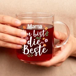Personalisiertes Teeglas 'Du bist die Beste' | Tasse aus Glas als Geschenk zum Muttertag