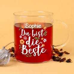 Personalisiertes Teeglas 'Du bist die Beste' | Tasse aus Glas als Geschenk zum Muttertag