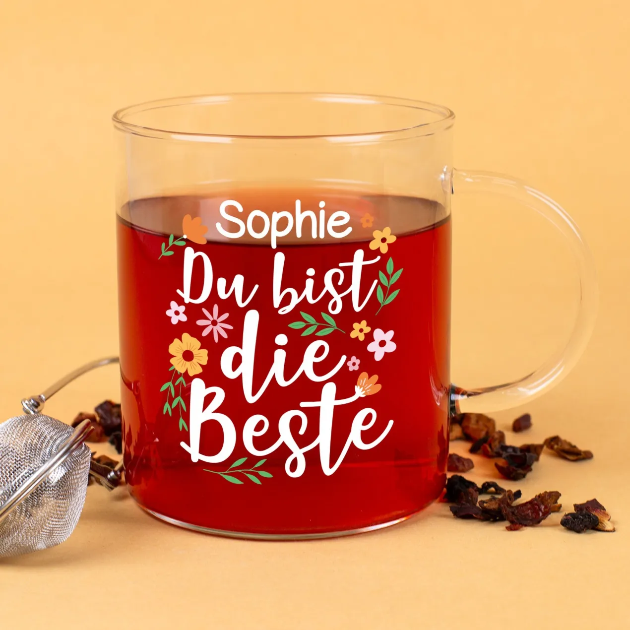 Personalisiertes Teeglas 'Du bist die Beste' | Tasse aus Glas als Geschenk zum Muttertag