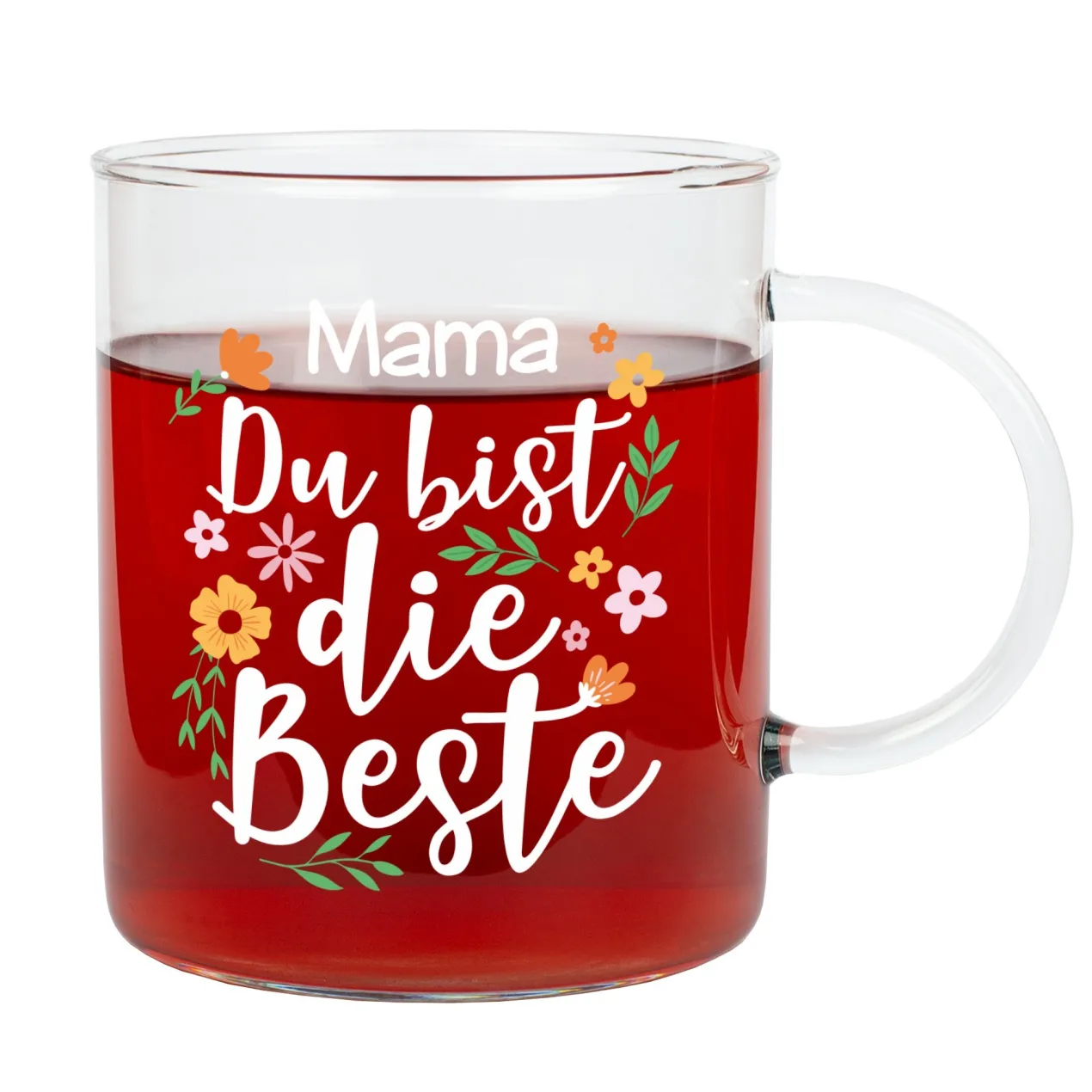 Personalisiertes Teeglas 'Du bist die Beste' | Tasse aus Glas als Geschenk zum Muttertag