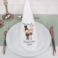 Personalisierte Stoffserviette zur Hochzeit mit Namen & Datum | Hochzeitsdeko mit Brautpaar 45x45cm