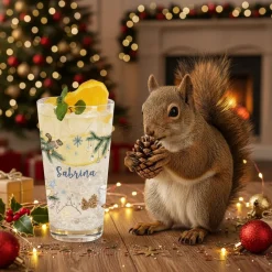 Personalisiertes Trinkglas mit Weihnachtsmotiven | 300 ml | Geschenk zu Weihnachten