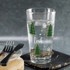Personalisiertes Trinkglas mit Weihnachtsbaum-Motiv | Geschenk zu Weihnachten | 300 ml