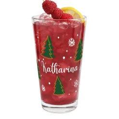 Personalisiertes Trinkglas mit Weihnachtsbaum-Motiv | Geschenk zu Weihnachten | 300 ml