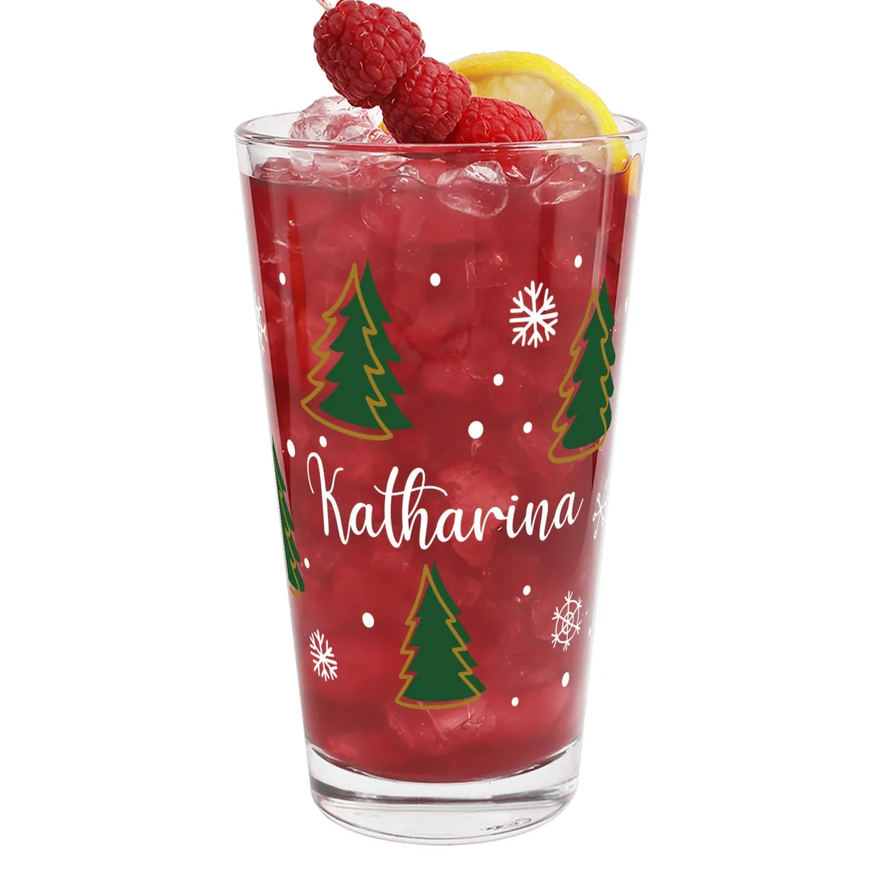 Personalisiertes Trinkglas mit Weihnachtsbaum-Motiv | Geschenk zu Weihnachten | 300 ml