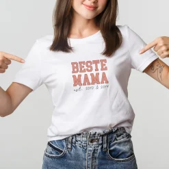 Personalisiertes T-Shirt - Beste Mama - mit Jahreszahl in Weiß | Geschenk zum Muttertag & Geburtstag