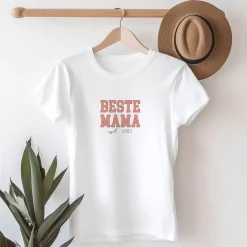 Personalisiertes T-Shirt - Beste Mama - mit Jahreszahl in Weiß | Geschenk zum Muttertag & Geburtstag
