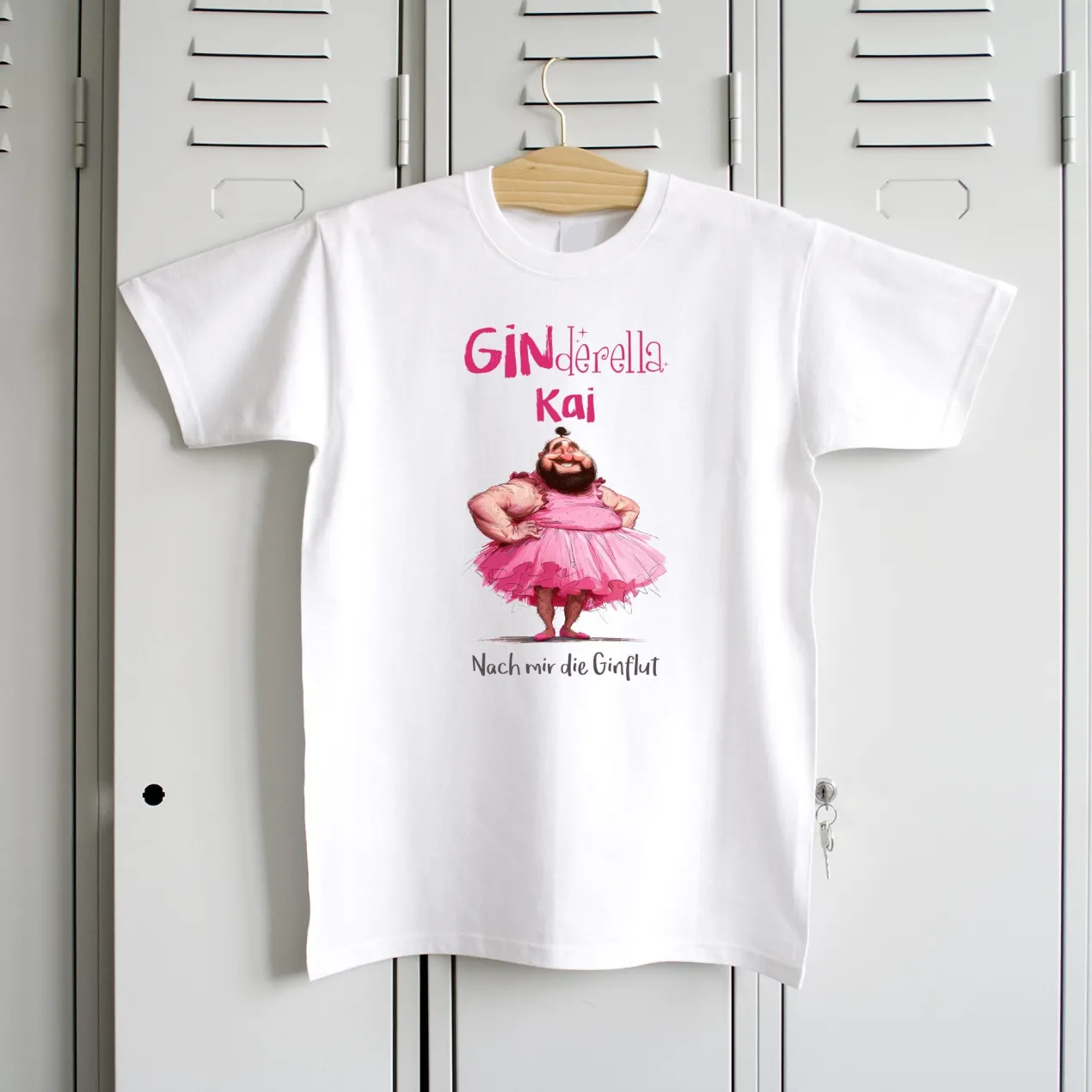 Personalisiertes T-Shirt 'Ginderella' für Männer mit Name & Wunschtext | Weiß