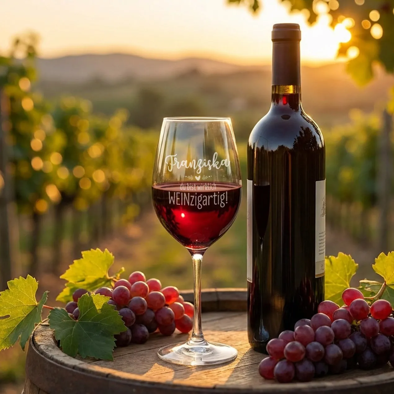 Personalisiertes Weinglas mit Gravur "du bist wirklich WEINzigartig!" von Leonardo