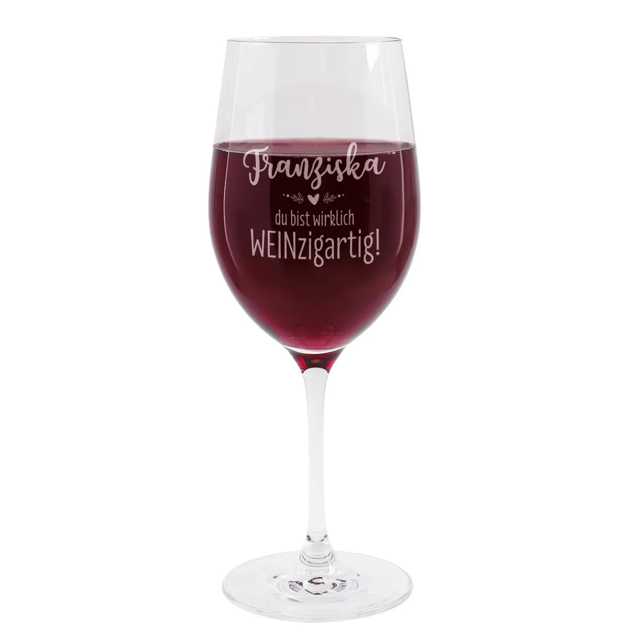 Personalisiertes Weinglas mit Gravur "du bist wirklich WEINzigartig!" von Leonardo