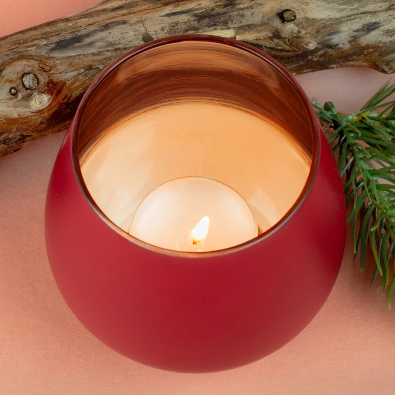 Personalisiertes Windlicht zu Weihnachten graviert mit Name & Schneeflockenmotiv in Rot oder Grün