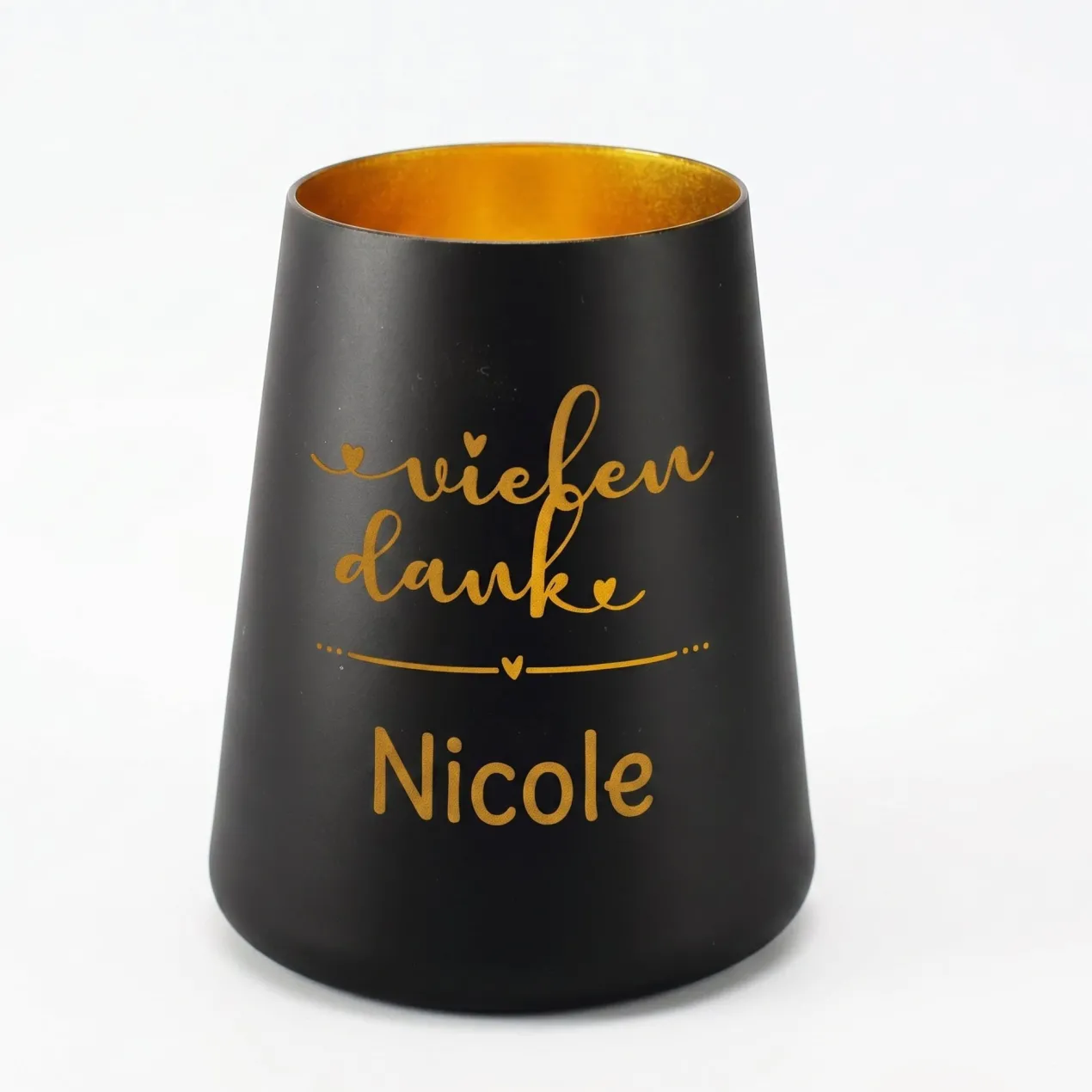 Personalisiertes Windlicht als Dankeschön Geschenk mit Name | Deko licht mit Gravur 'Vielen Dank'