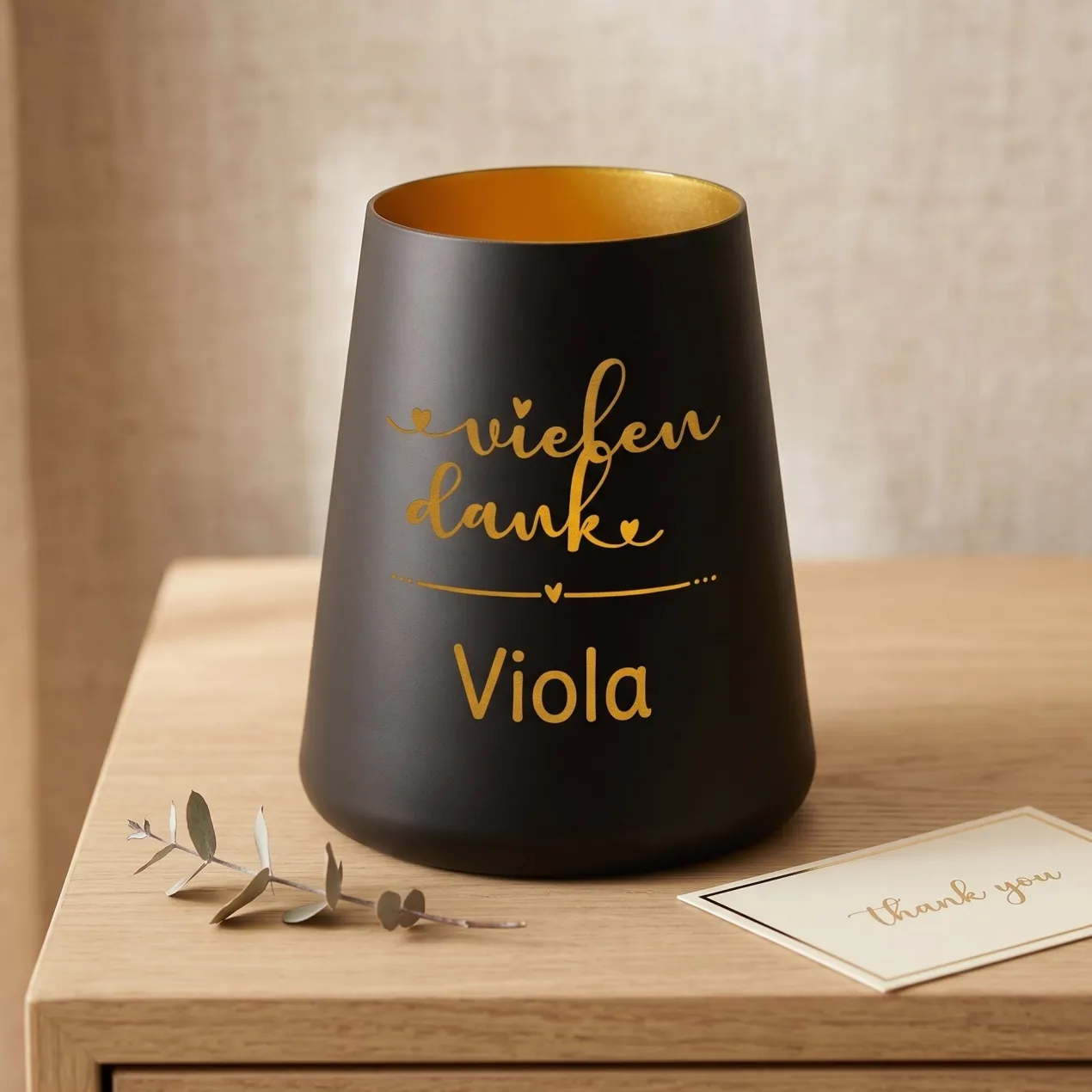 Personalisiertes Windlicht als Dankeschön Geschenk mit Name | Deko licht mit Gravur 'Vielen Dank'