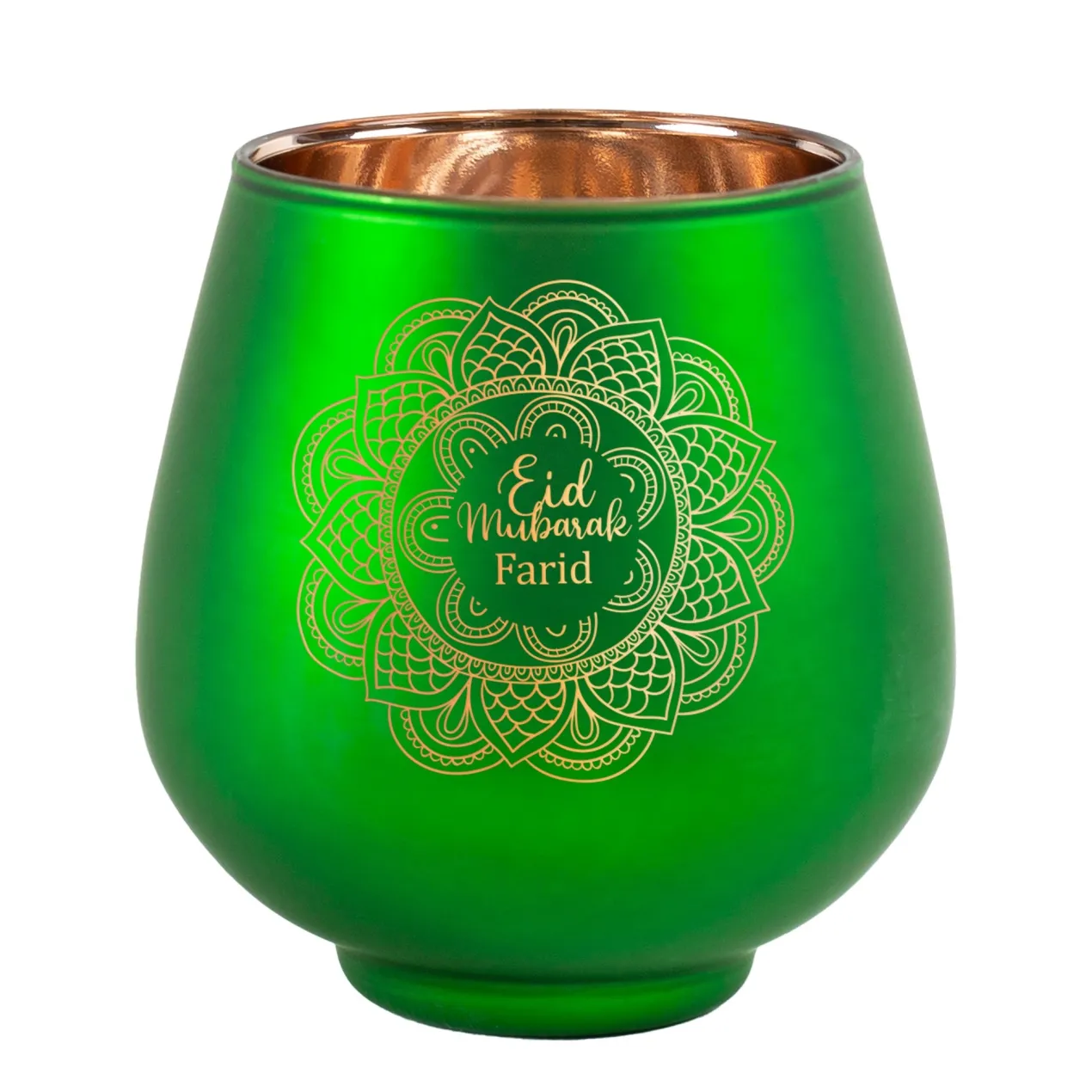 Personalisiertes Windlicht zu Ramadan mit graviertem Mandala-Motiv | Rot oder Grün