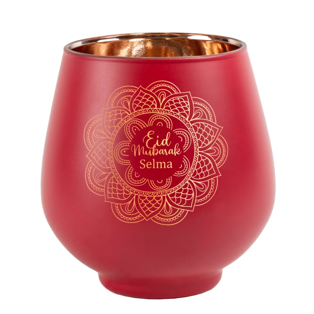 Personalisiertes Windlicht zu Ramadan mit graviertem Mandala-Motiv | Rot oder Grün