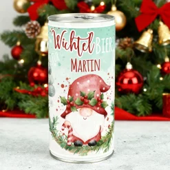 Personalisiertes XL Bier mit Name im Wichtel-Design | Lustiges Biergeschenk zu Weihnachten
