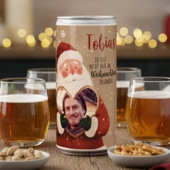 Personalisiertes XL Weihnachtsbier mit Foto & Name | Biergeschenk im Santa-Design zu Weihnachten