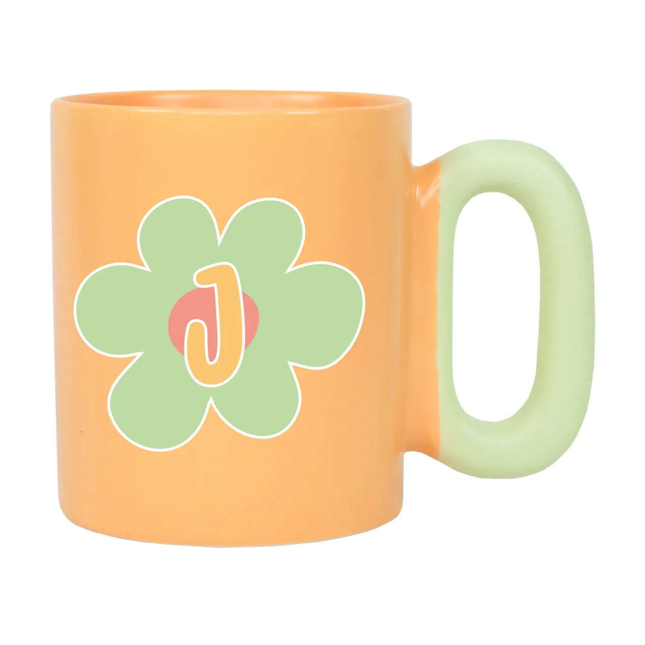 Personalisierte Tasse mit Blume & Initiale | Bunter Porzellan Kaffeebecher von Ritzenhoff & Breker