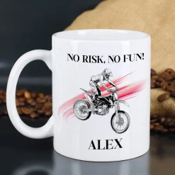 Personalisierte Tasse mit Enduro Motiven, Name und Wunschtext | Geschenk für Motocross Fans