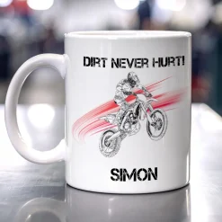 Personalisierte Tasse mit Enduro Motiven, Name und Wunschtext | Geschenk für Motocross Fans