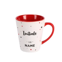 Personalisierte Tasse mit großer Initiale, Wunschnamen & bunten Sternen