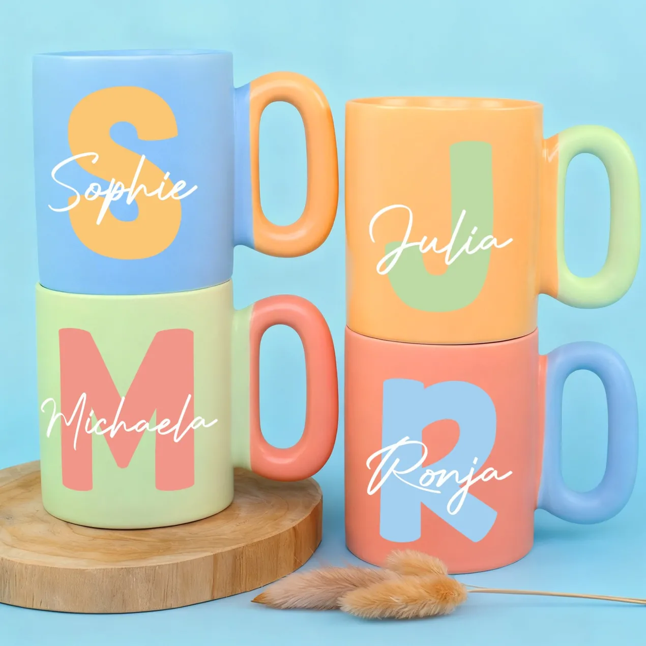 Personalisierte Tasse mit Initiale & Name | Bunter Porzellan Kaffeebecher von Ritzenhoff & Breker